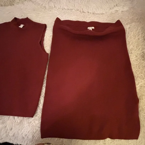 Nine West Burgundy Sleeveless Top and Skirt Set - Picture 4 of 5